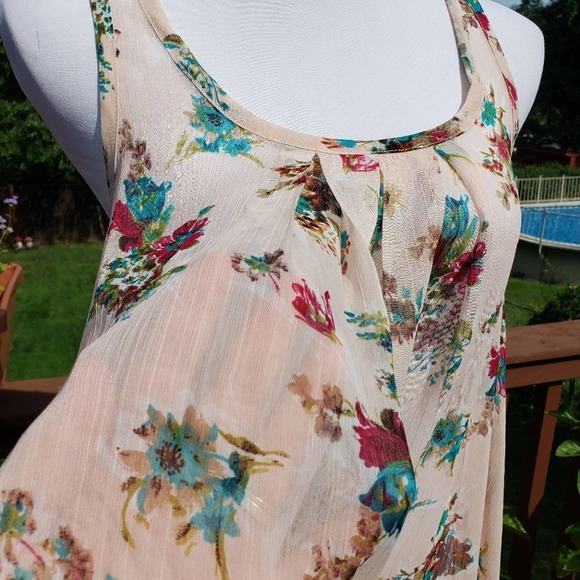 Tank Floral Pink Blush Sleeveless Sharkbite Cami Sz S STEVE MADDEN - Picture 2 of 10